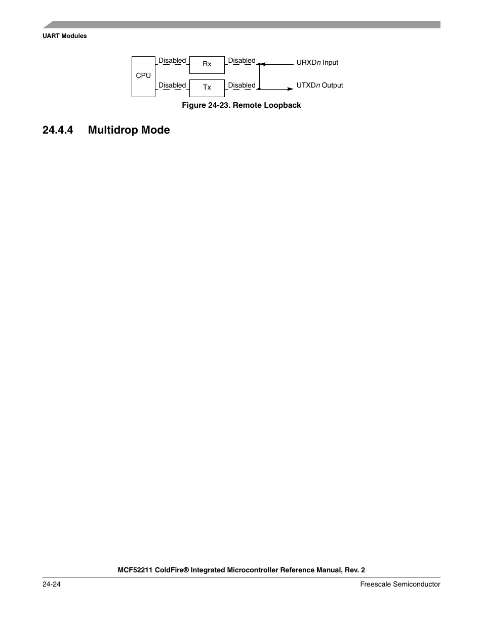 4 multidrop mode, 4 multidrop mode -24, Figure 24-23 | The uar | Freescale Semiconductor ColdFire MCF52210 User Manual | Page 410 / 576