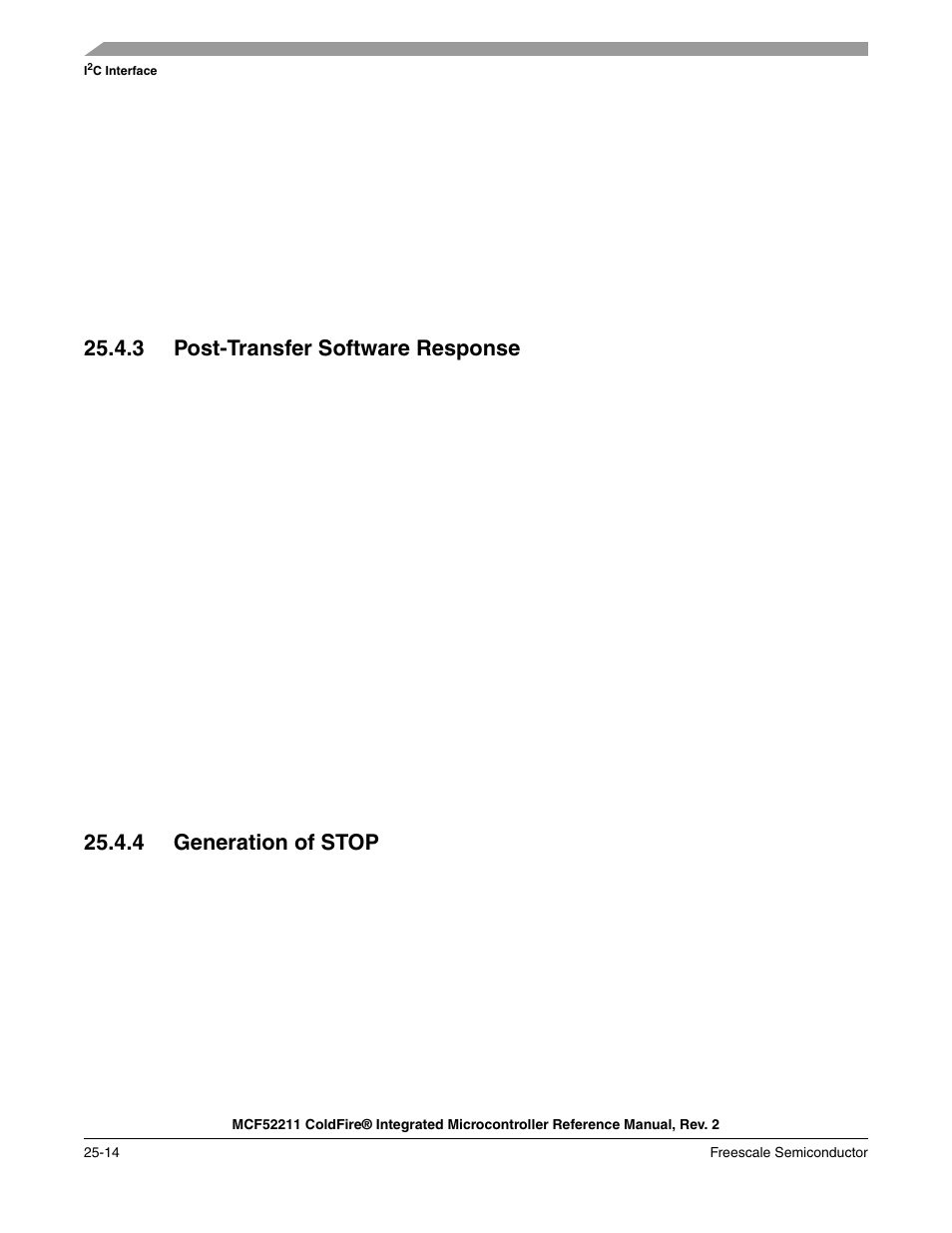 3 post-transfer software response, 4 generation of stop | Freescale Semiconductor ColdFire MCF52210 User Manual | Page 434 / 576