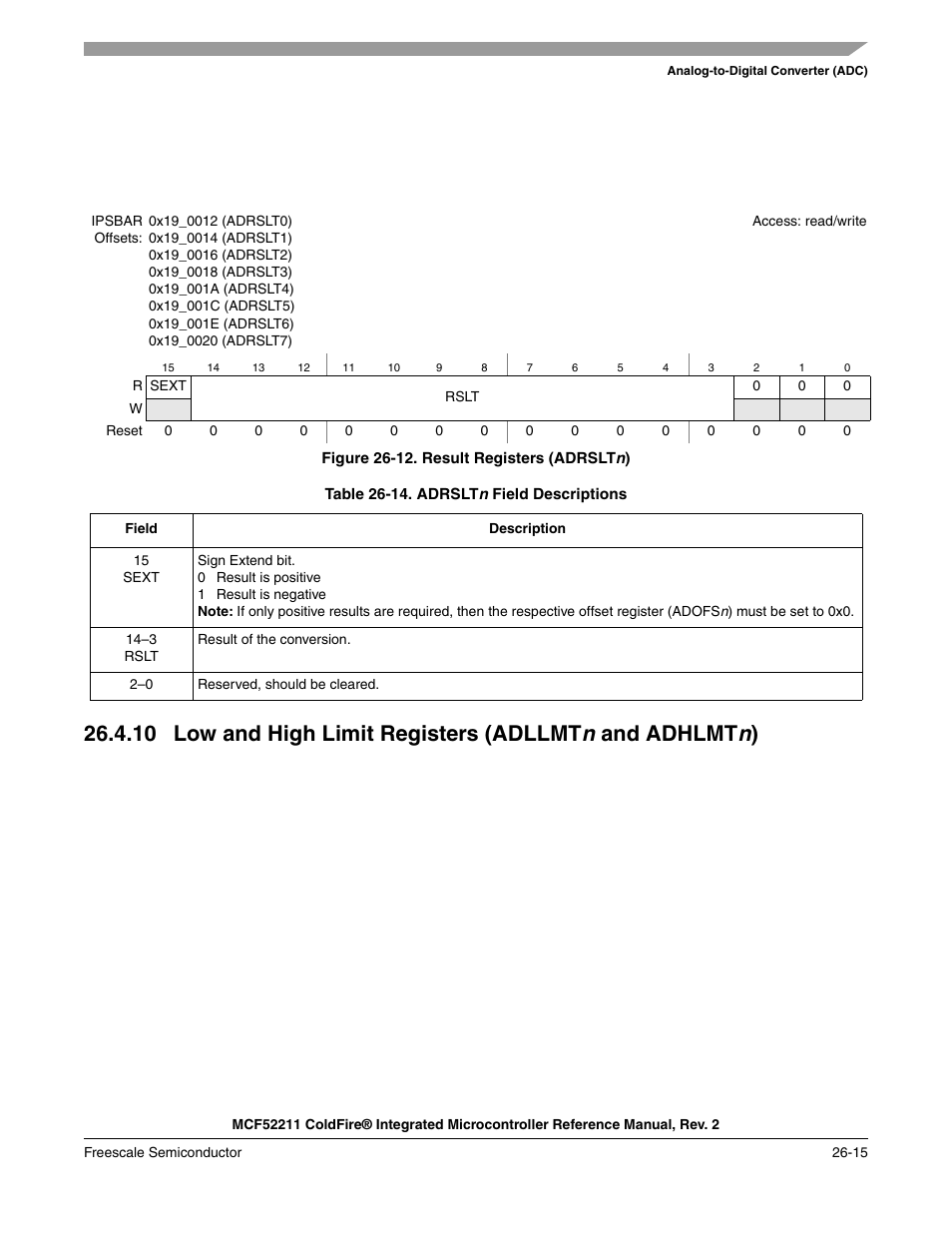 10low and high limit registers (adllmt n | Freescale Semiconductor ColdFire MCF52210 User Manual | Page 451 / 576