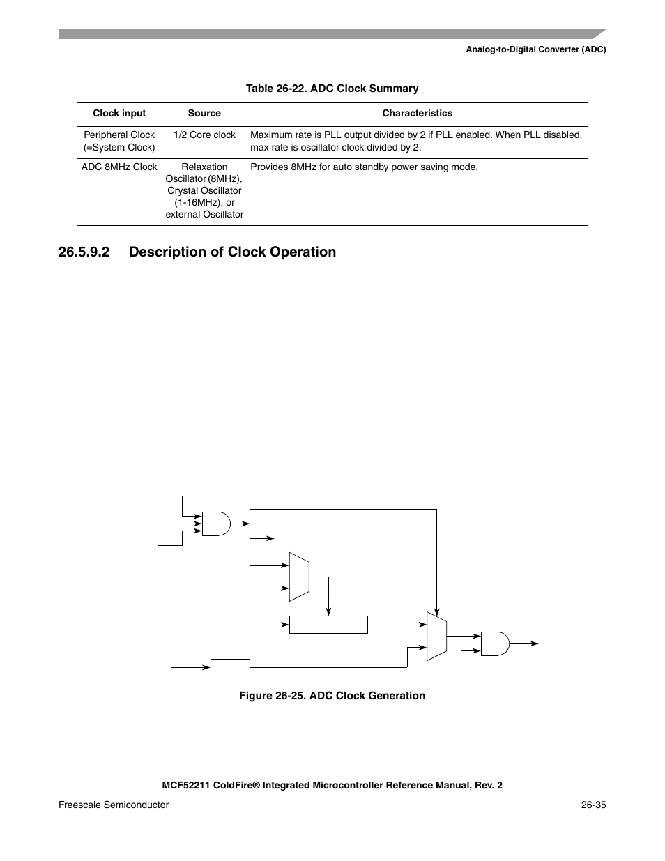 2 description of clock operation | Freescale Semiconductor ColdFire MCF52210 User Manual | Page 471 / 576