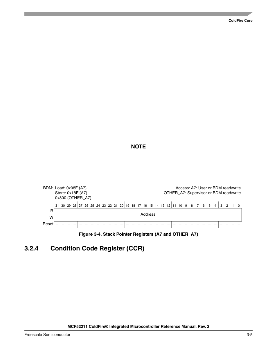 4 condition code register (ccr), Condition code register (ccr) -5 | Freescale Semiconductor ColdFire MCF52210 User Manual | Page 49 / 576