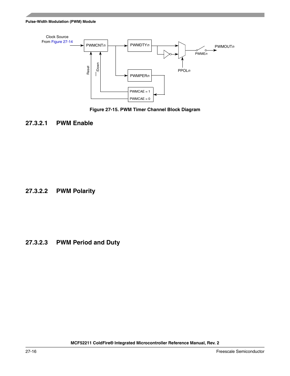 Sociated pwm channel. refer to, Section 27.3.2.3, Pwm period and duty | 1 pwm enable, 2 pwm polarity, 3 pwm period and duty | Freescale Semiconductor ColdFire MCF52210 User Manual | Page 490 / 576