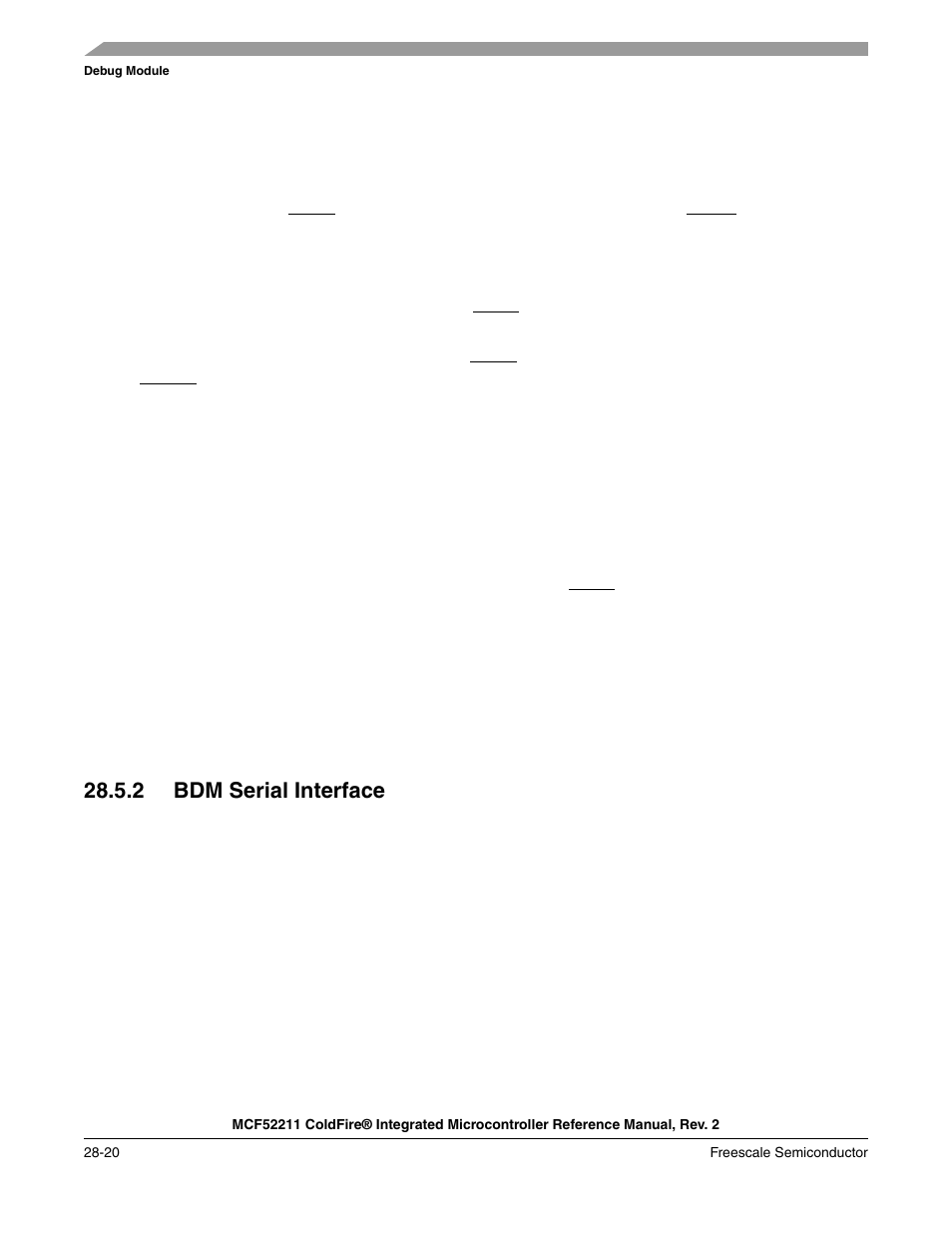 2 bdm serial interface, 2 bdm serial interface -20 | Freescale Semiconductor ColdFire MCF52210 User Manual | Page 516 / 576