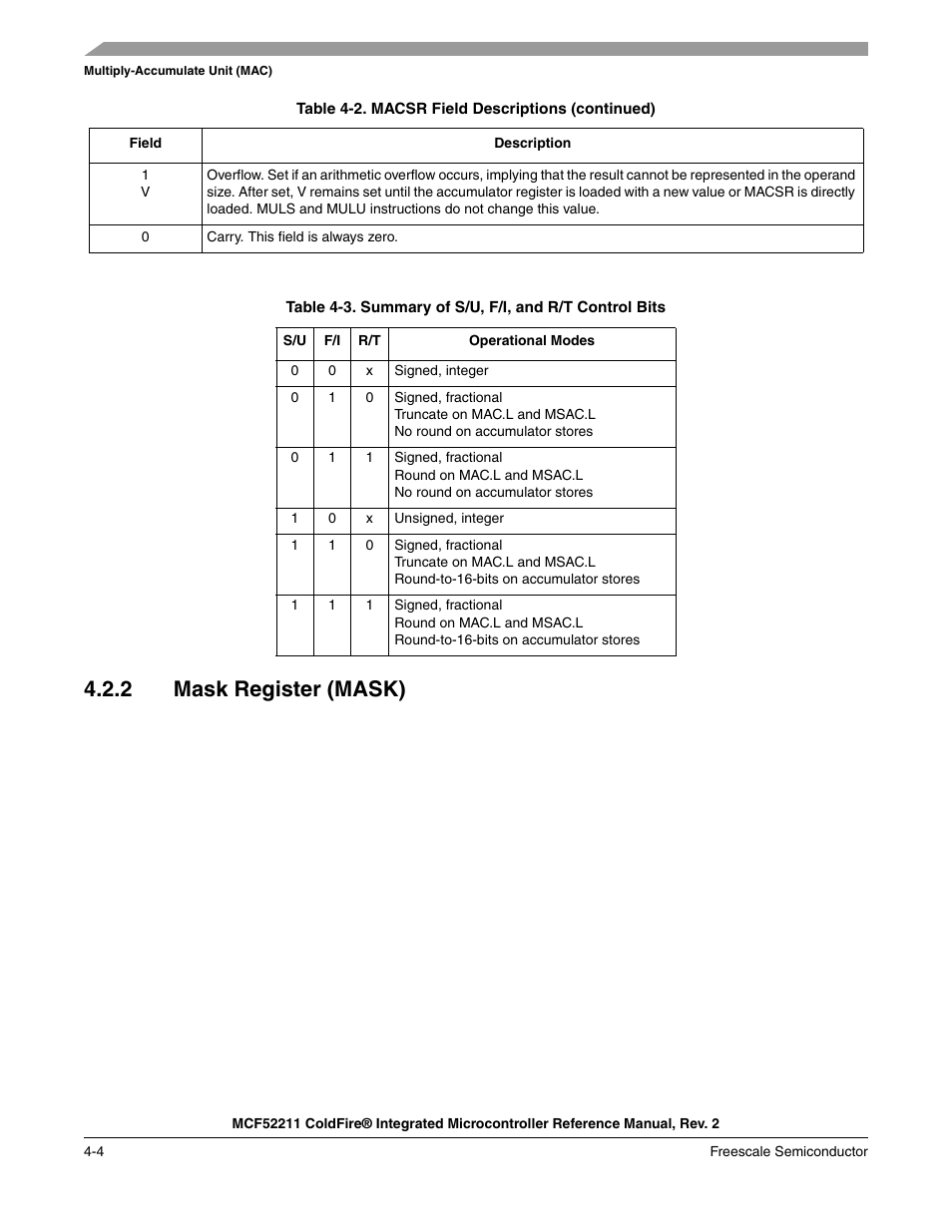 2 mask register (mask), Mask register (mask) -4 | Freescale Semiconductor ColdFire MCF52210 User Manual | Page 80 / 576