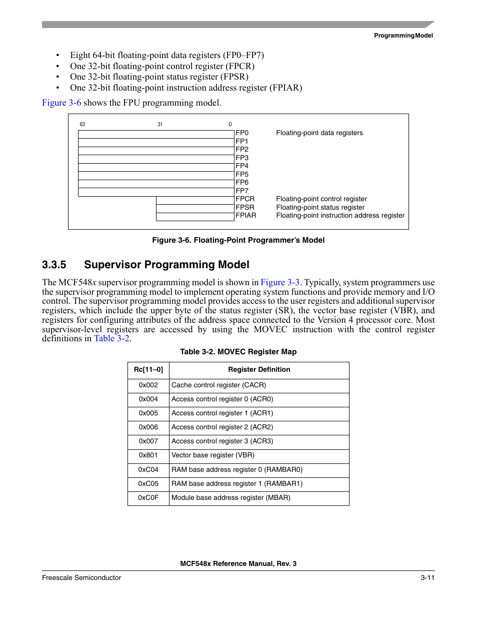 5 supervisor programming model, Supervisor programming model -11 | Freescale Semiconductor MCF5480 User Manual | Page 115 / 1032
