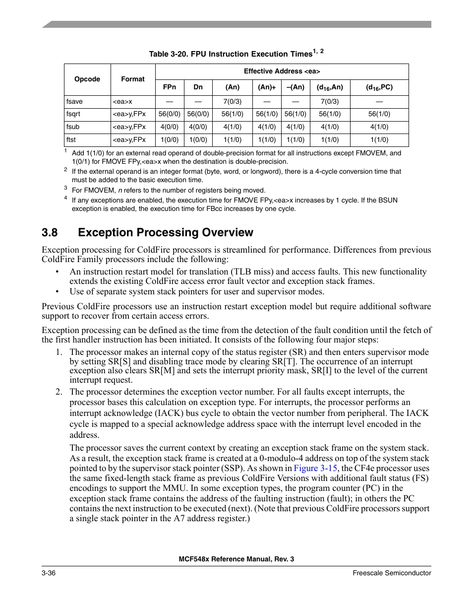 8 exception processing overview, Exception processing overview -36 | Freescale Semiconductor MCF5480 User Manual | Page 140 / 1032