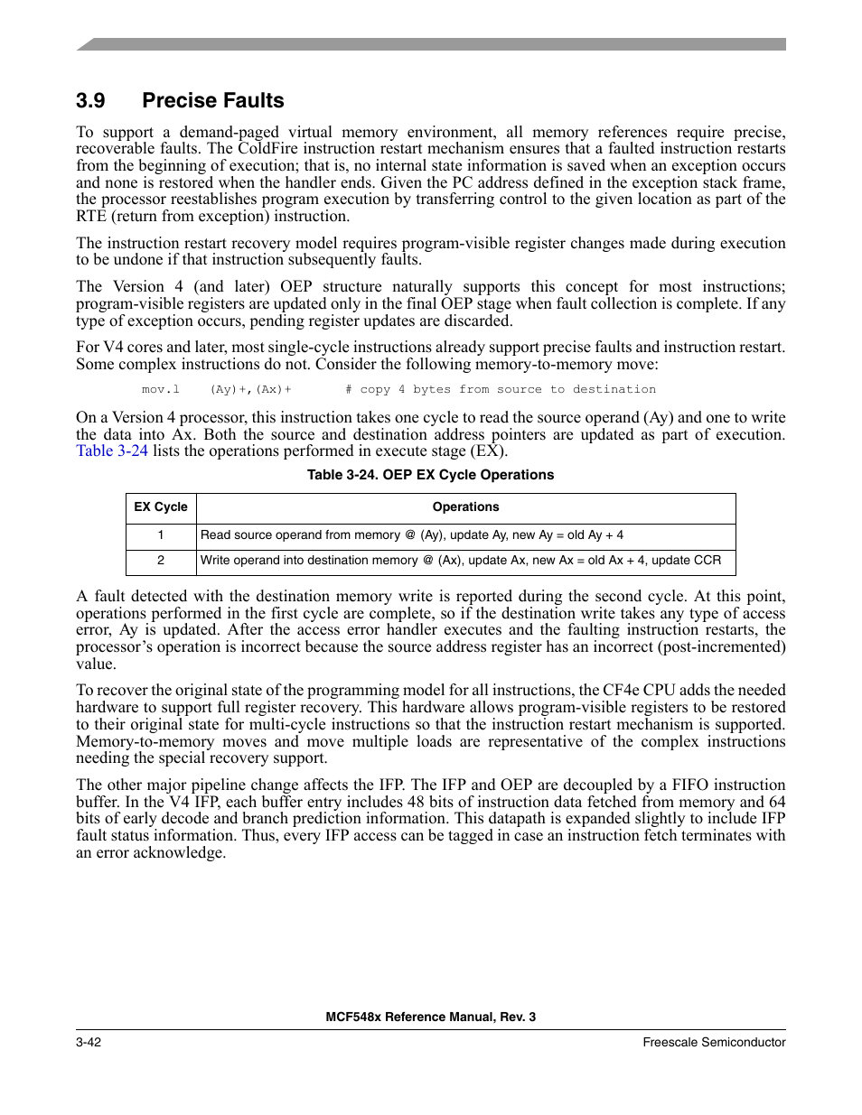 9 precise faults, Precise faults -42 | Freescale Semiconductor MCF5480 User Manual | Page 146 / 1032