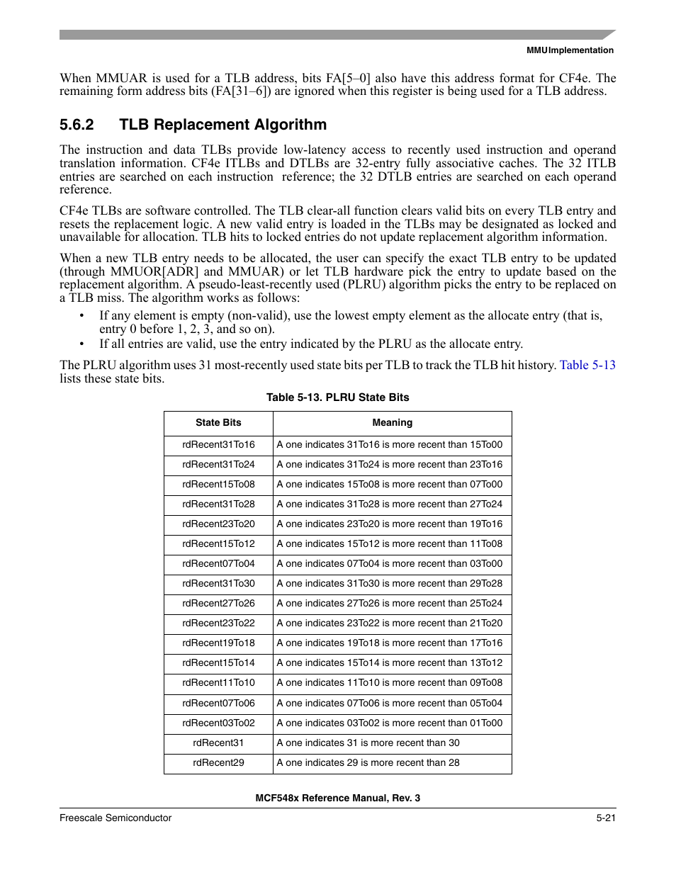 2 tlb replacement algorithm, Tlb replacement algorithm -21 | Freescale Semiconductor MCF5480 User Manual | Page 187 / 1032
