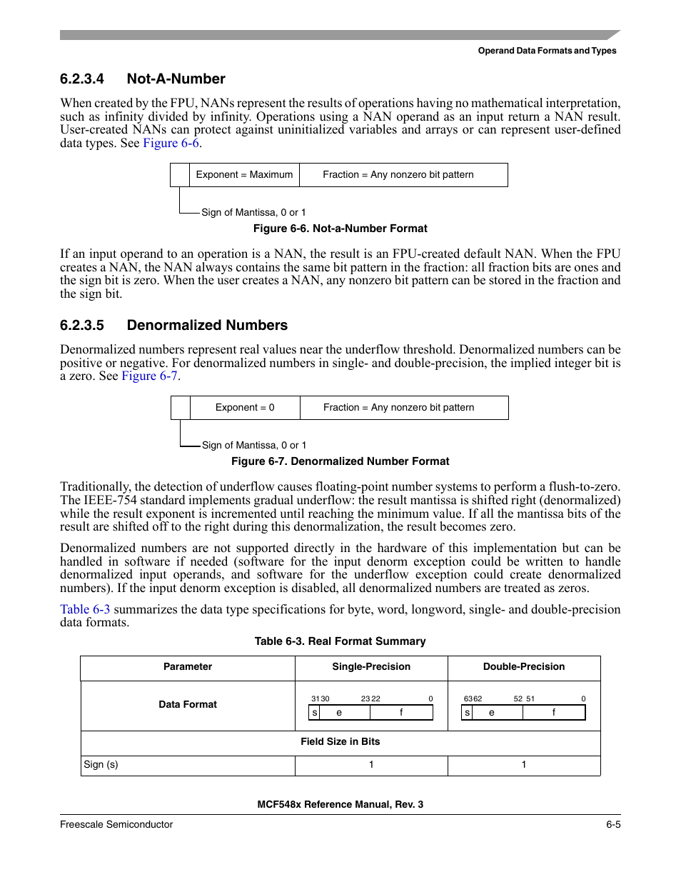 4 not-a-number, 5 denormalized numbers, Not-a-number -5 | Denormalized numbers -5 | Freescale Semiconductor MCF5480 User Manual | Page 195 / 1032