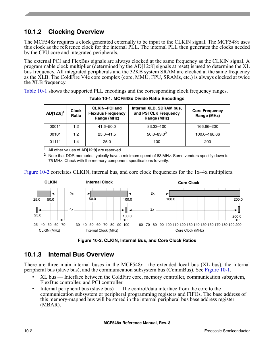 2 clocking overview, 3 internal bus overview, Clocking overview -2 | Internal bus overview -2 | Freescale Semiconductor MCF5480 User Manual | Page 324 / 1032