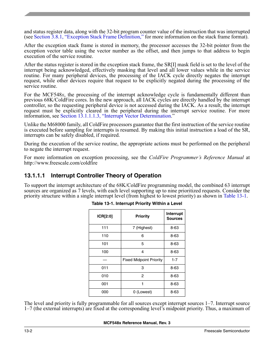 1 interrupt controller theory of operation, Interrupt controller theory of operation -2 | Freescale Semiconductor MCF5480 User Manual | Page 354 / 1032