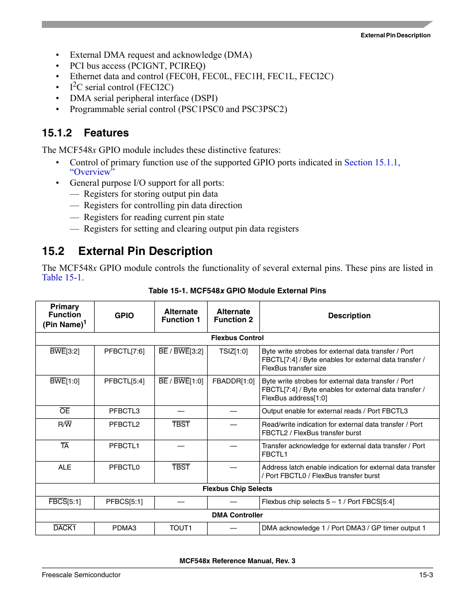 2 features, 2 external pin description, Features -3 | External pin description -3 | Freescale Semiconductor MCF5480 User Manual | Page 375 / 1032