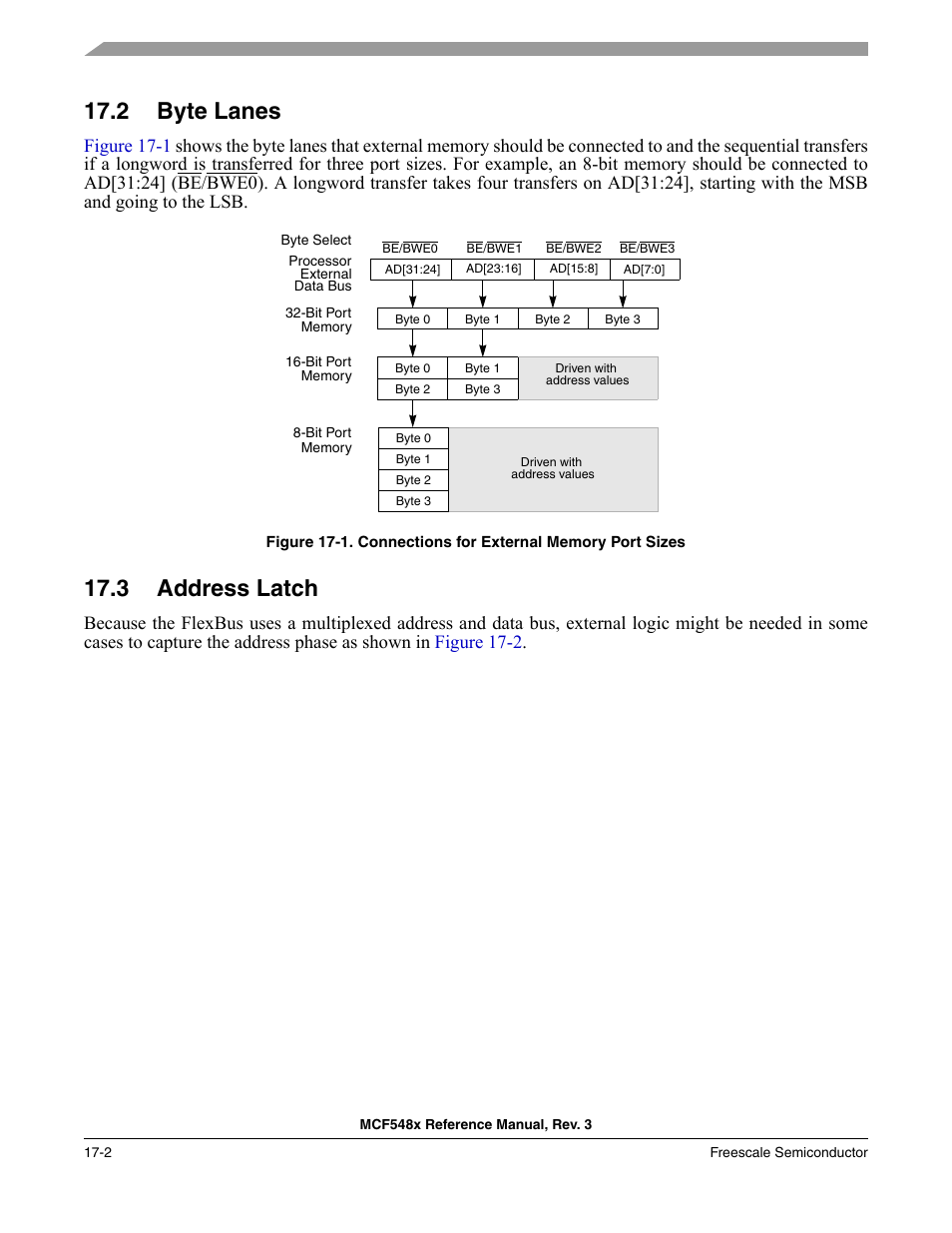 2 byte lanes, 3 address latch, Byte lanes -2 | Address latch -2 | Freescale Semiconductor MCF5480 User Manual | Page 418 / 1032
