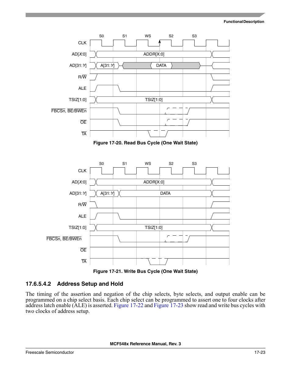 2 address setup and hold, Is recognized as asserted, Figure 17-20 | Figure 17-21 | Freescale Semiconductor MCF5480 User Manual | Page 439 / 1032