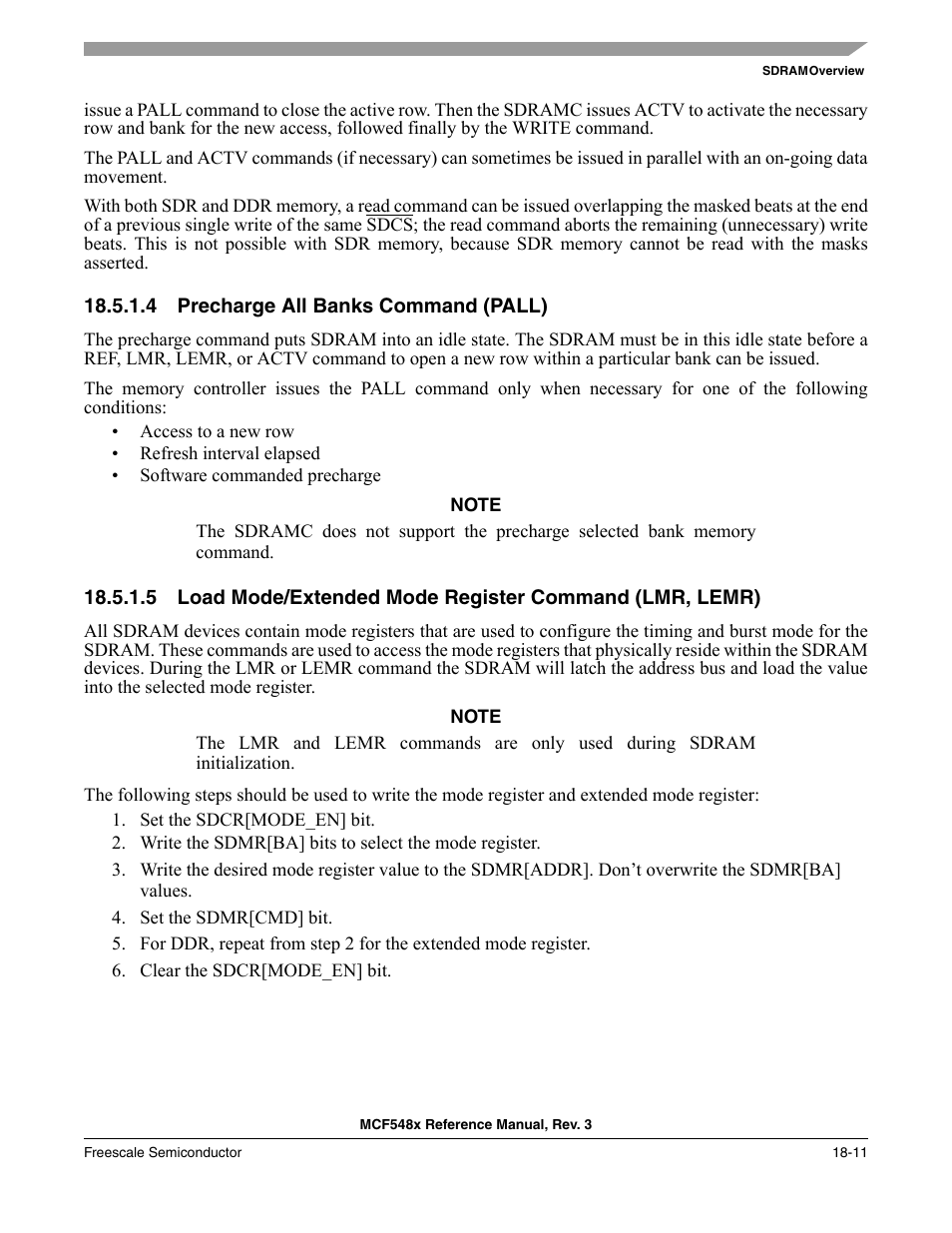 4 precharge all banks command (pall), Precharge all banks command (pall) -11 | Freescale Semiconductor MCF5480 User Manual | Page 459 / 1032
