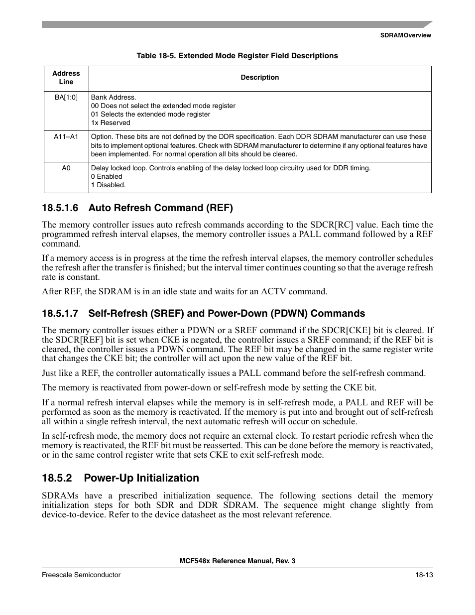 6 auto refresh command (ref), 2 power-up initialization, Auto refresh command (ref) -13 | Power-up initialization -13 | Freescale Semiconductor MCF5480 User Manual | Page 461 / 1032