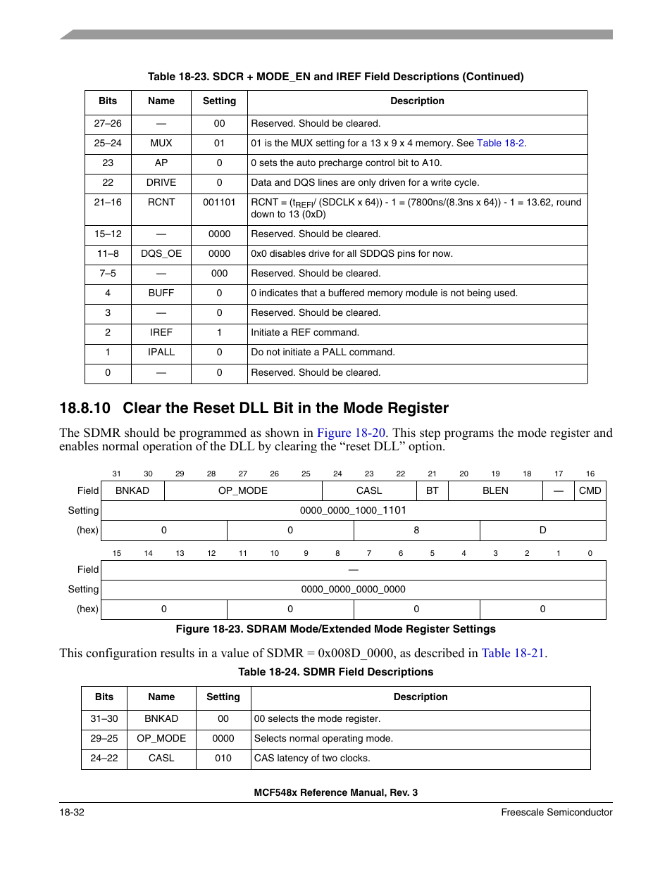 10 clear the reset dll bit in the mode register, Clear the reset dll bit in the mode register -32 | Freescale Semiconductor MCF5480 User Manual | Page 480 / 1032