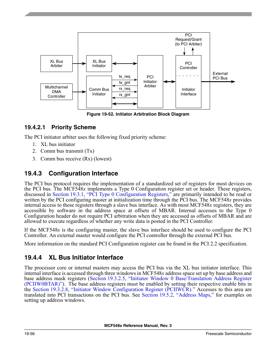 1 priority scheme, 3 configuration interface, 4 xl bus initiator interface | Priority scheme -56, Configuration interface -56, Xl bus initiator interface -56 | Freescale Semiconductor MCF5480 User Manual | Page 540 / 1032
