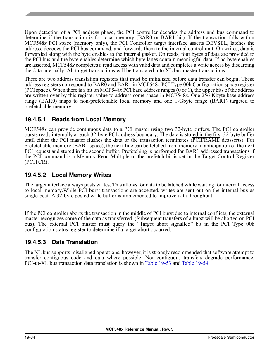 1 reads from local memory, 2 local memory writes, 3 data translation | Reads from local memory -64, Local memory writes -64, Data translation -64 | Freescale Semiconductor MCF5480 User Manual | Page 548 / 1032