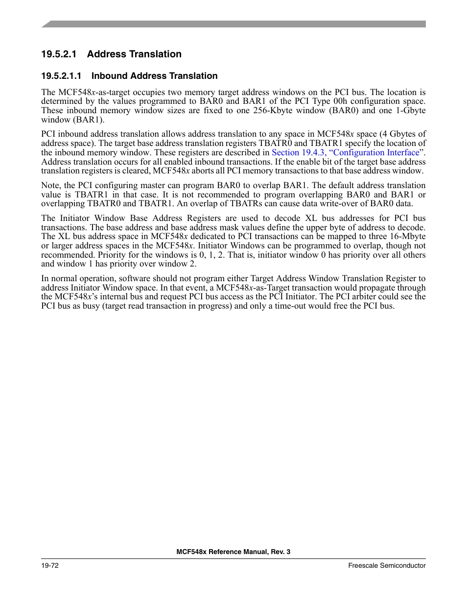 1 address translation, 1 inbound address translation, Address translation -72 | Freescale Semiconductor MCF5480 User Manual | Page 556 / 1032