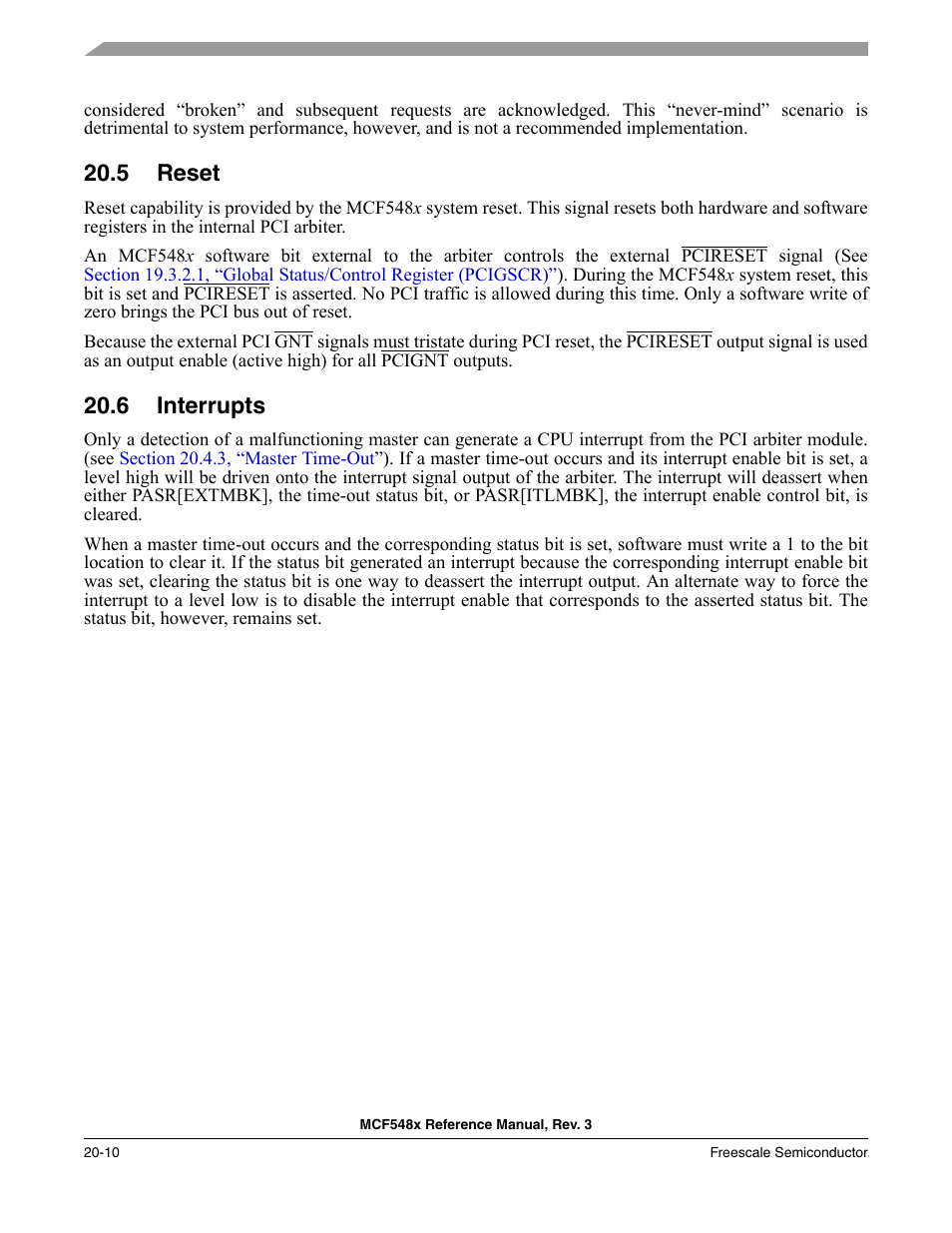 5 reset, 6 interrupts, Reset -10 | Interrupts -10 | Freescale Semiconductor MCF5480 User Manual | Page 570 / 1032