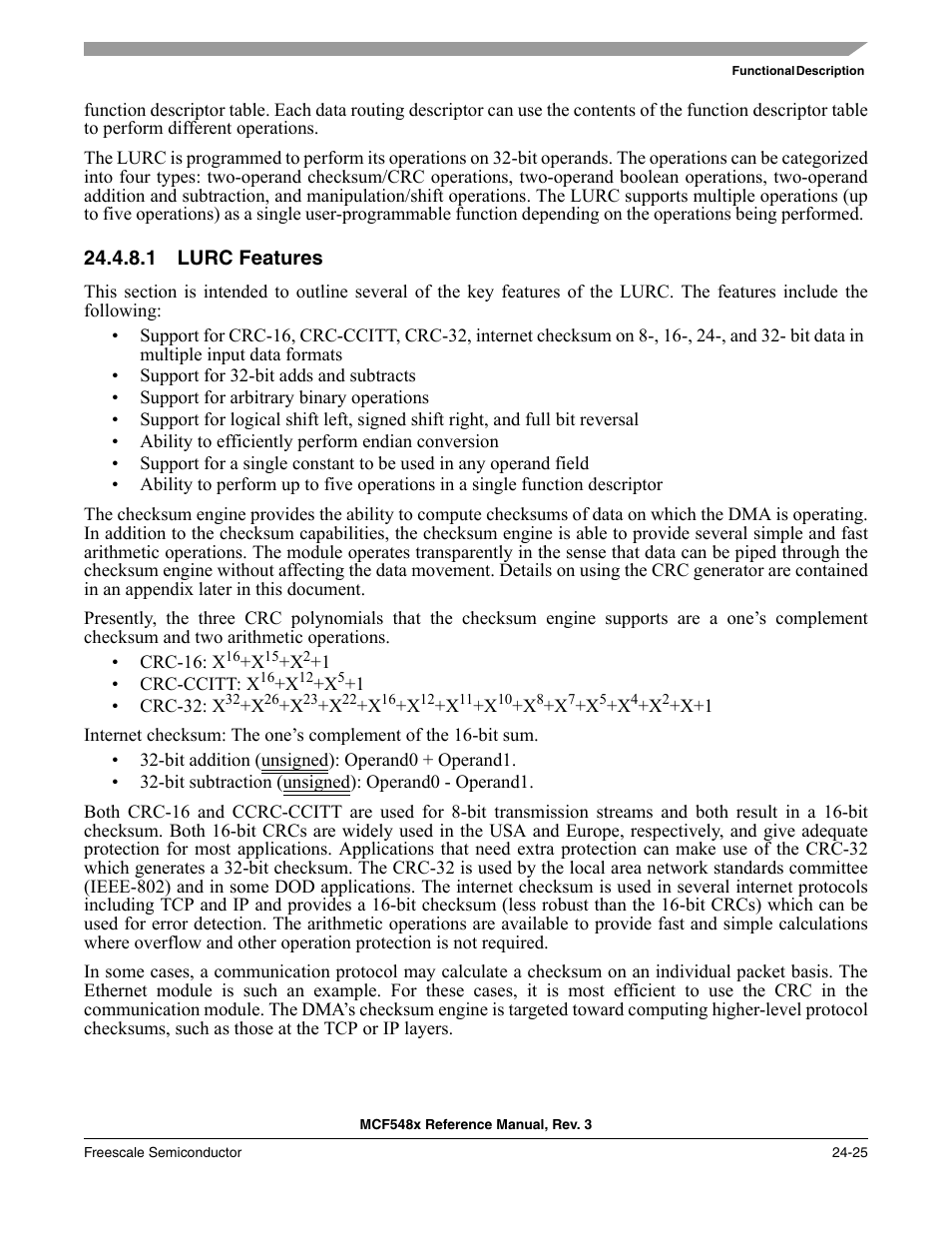 1 lurc features, Lurc features -25 | Freescale Semiconductor MCF5480 User Manual | Page 745 / 1032