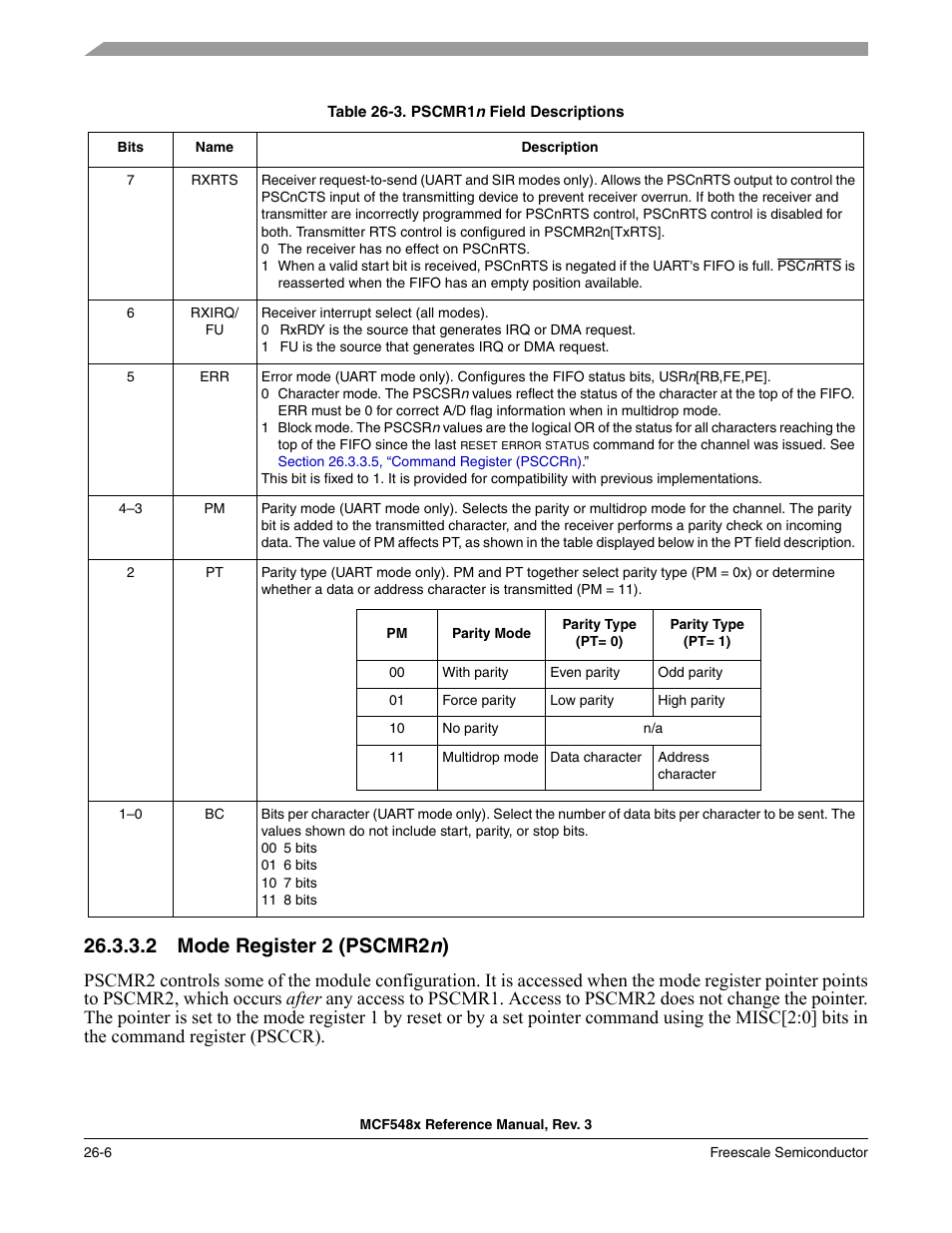 2 mode register 2 (pscmr2n), Mode register 2 (pscmr2n) -6, 2 mode register 2 (pscmr2 n ) | Freescale Semiconductor MCF5480 User Manual | Page 768 / 1032