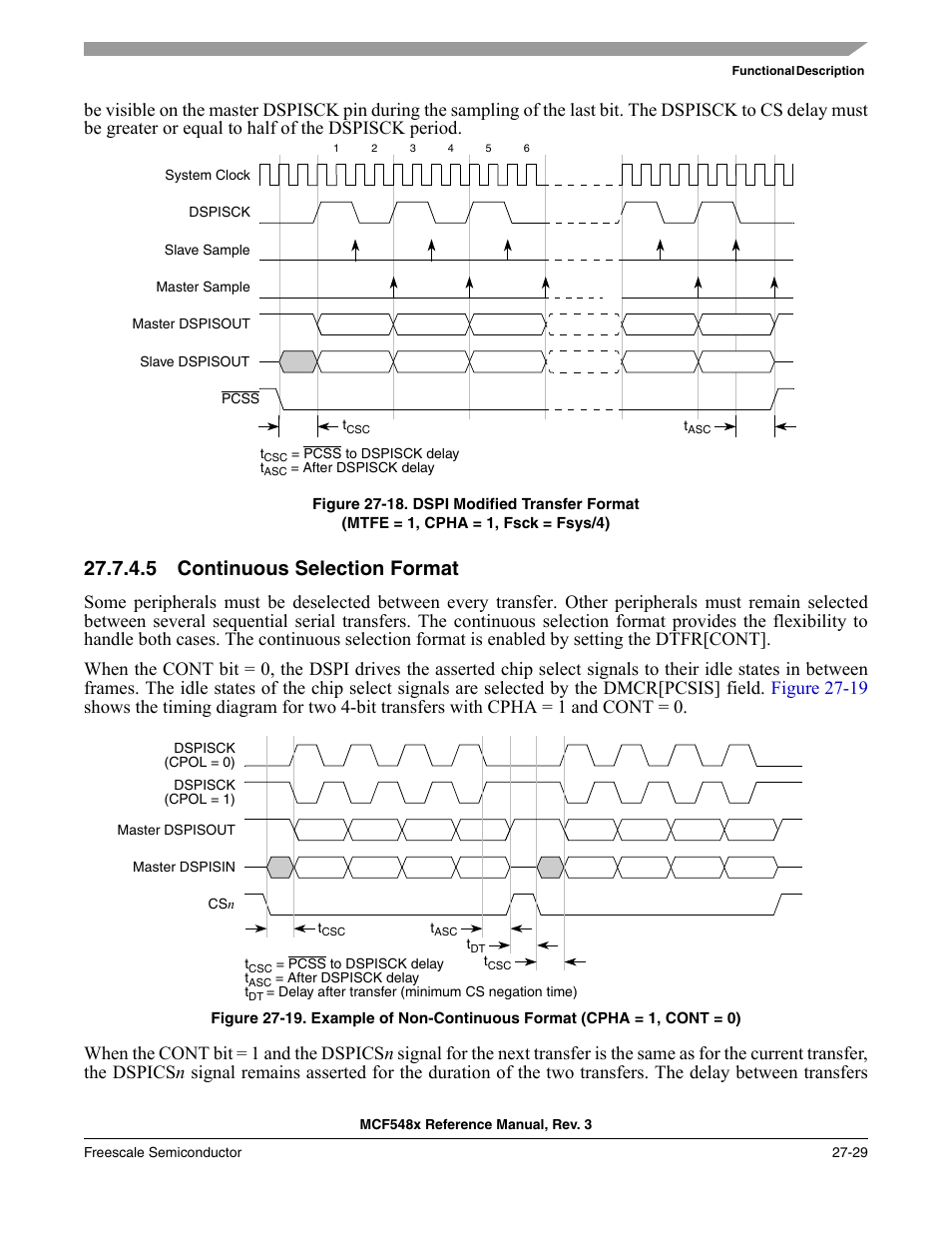 5 continuous selection format, Continuous selection format -29, Section 27.7.4.5, “continuous selection format | Freescale Semiconductor MCF5480 User Manual | Page 847 / 1032