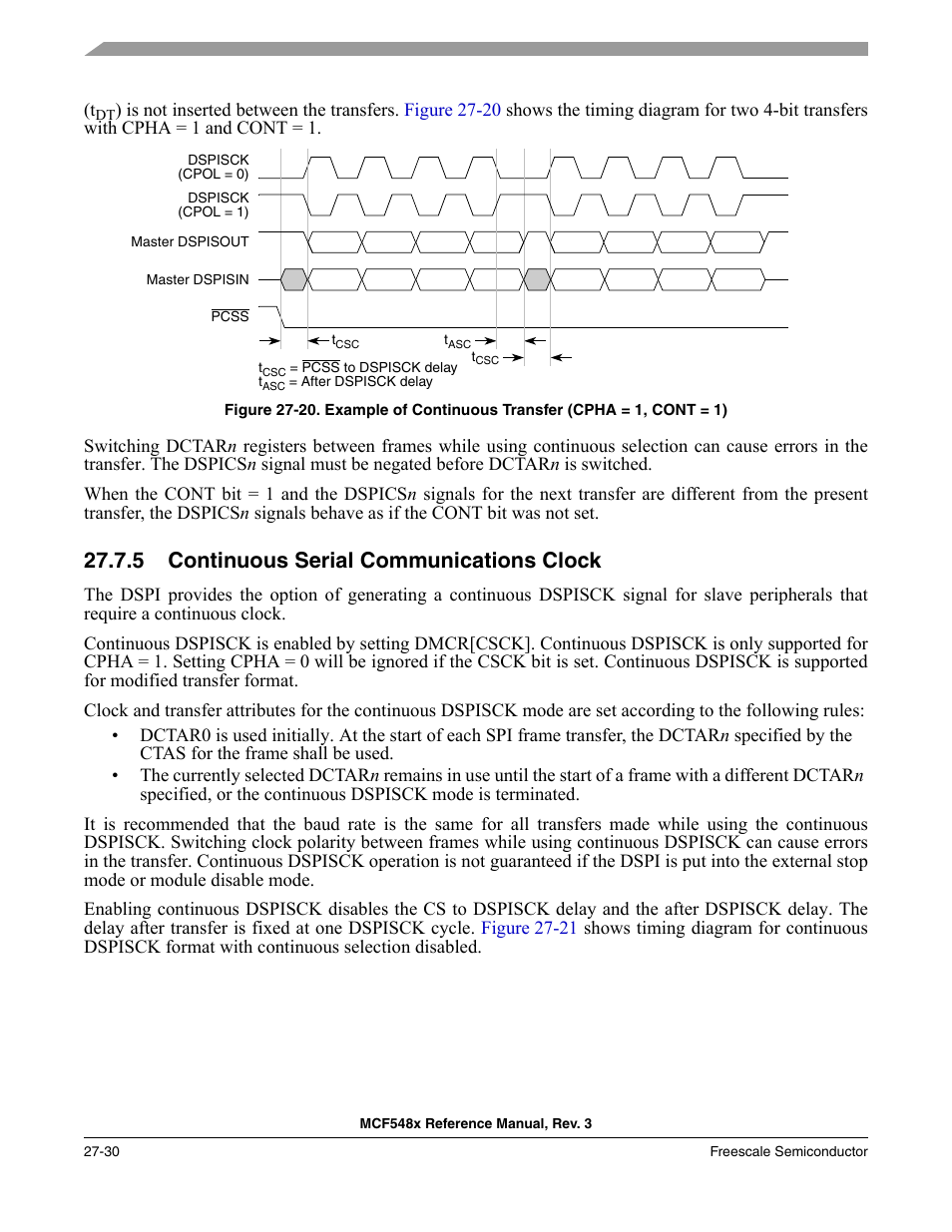 5 continuous serial communications clock, Continuous serial communications clock -30 | Freescale Semiconductor MCF5480 User Manual | Page 848 / 1032