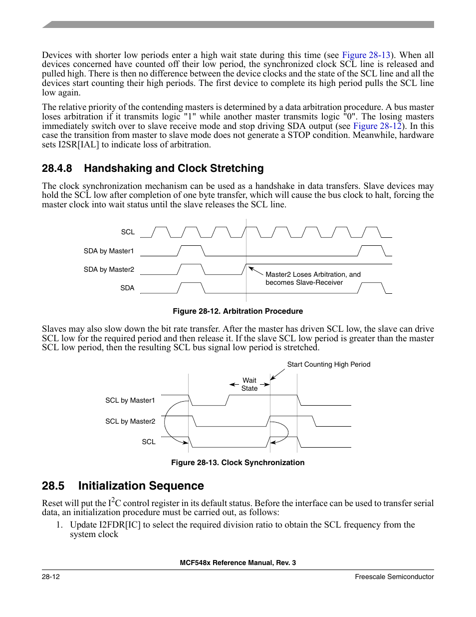 8 handshaking and clock stretching, 5 initialization sequence, Handshaking and clock stretching -12 | Initialization sequence -12 | Freescale Semiconductor MCF5480 User Manual | Page 866 / 1032