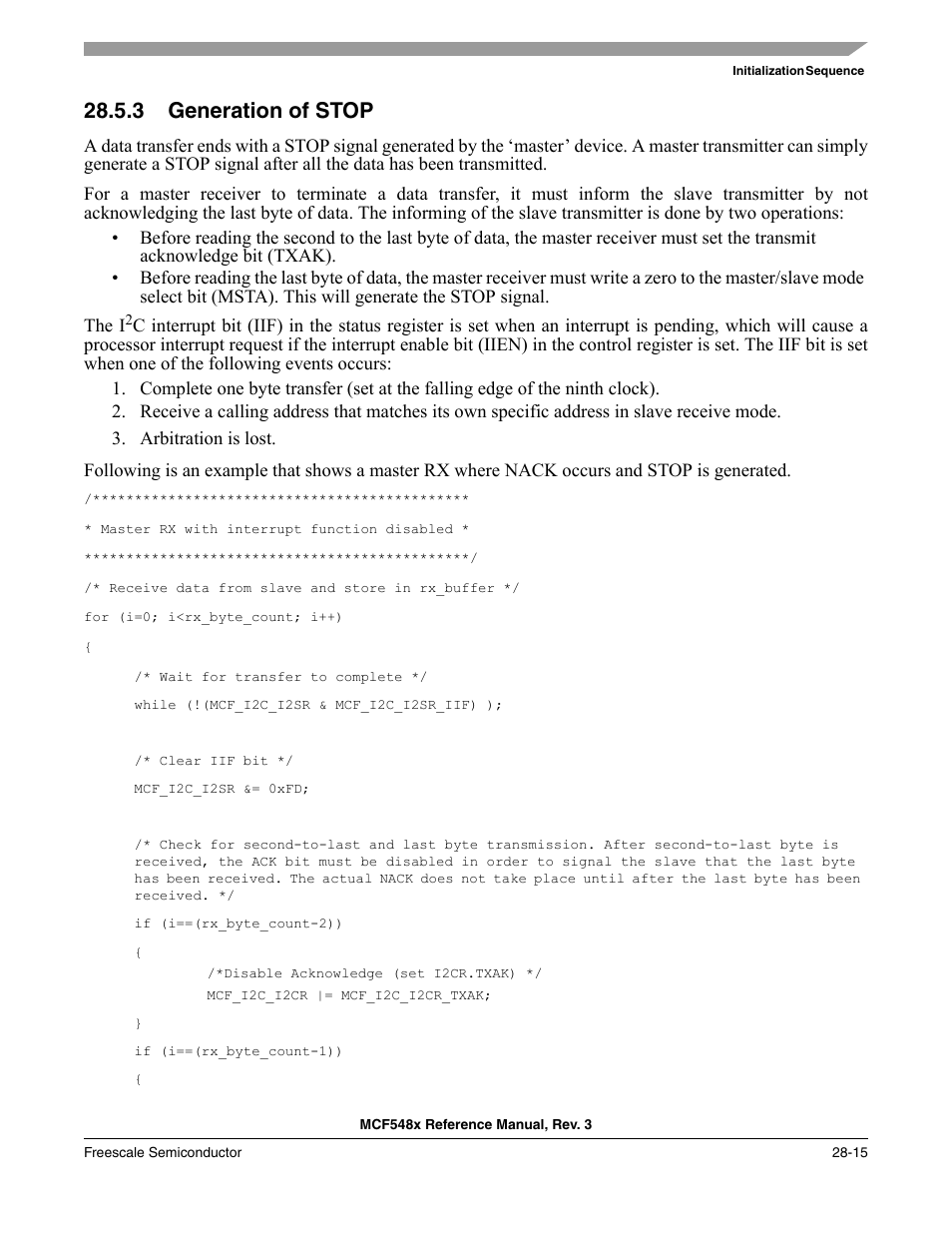 3 generation of stop, Generation of stop -15 | Freescale Semiconductor MCF5480 User Manual | Page 869 / 1032