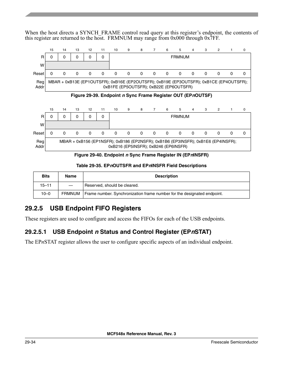 5 usb endpoint fifo registers, Usb endpoint fifo registers -34, Usb endpoint | Freescale Semiconductor MCF5480 User Manual | Page 908 / 1032