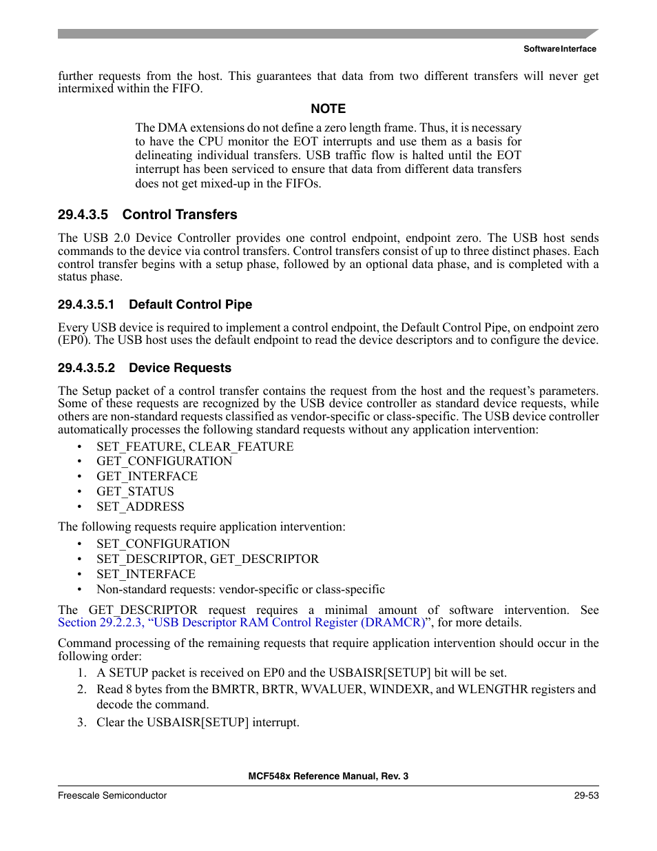 5 control transfers, 1 default control pipe, 2 device requests | Control transfers -53 | Freescale Semiconductor MCF5480 User Manual | Page 927 / 1032