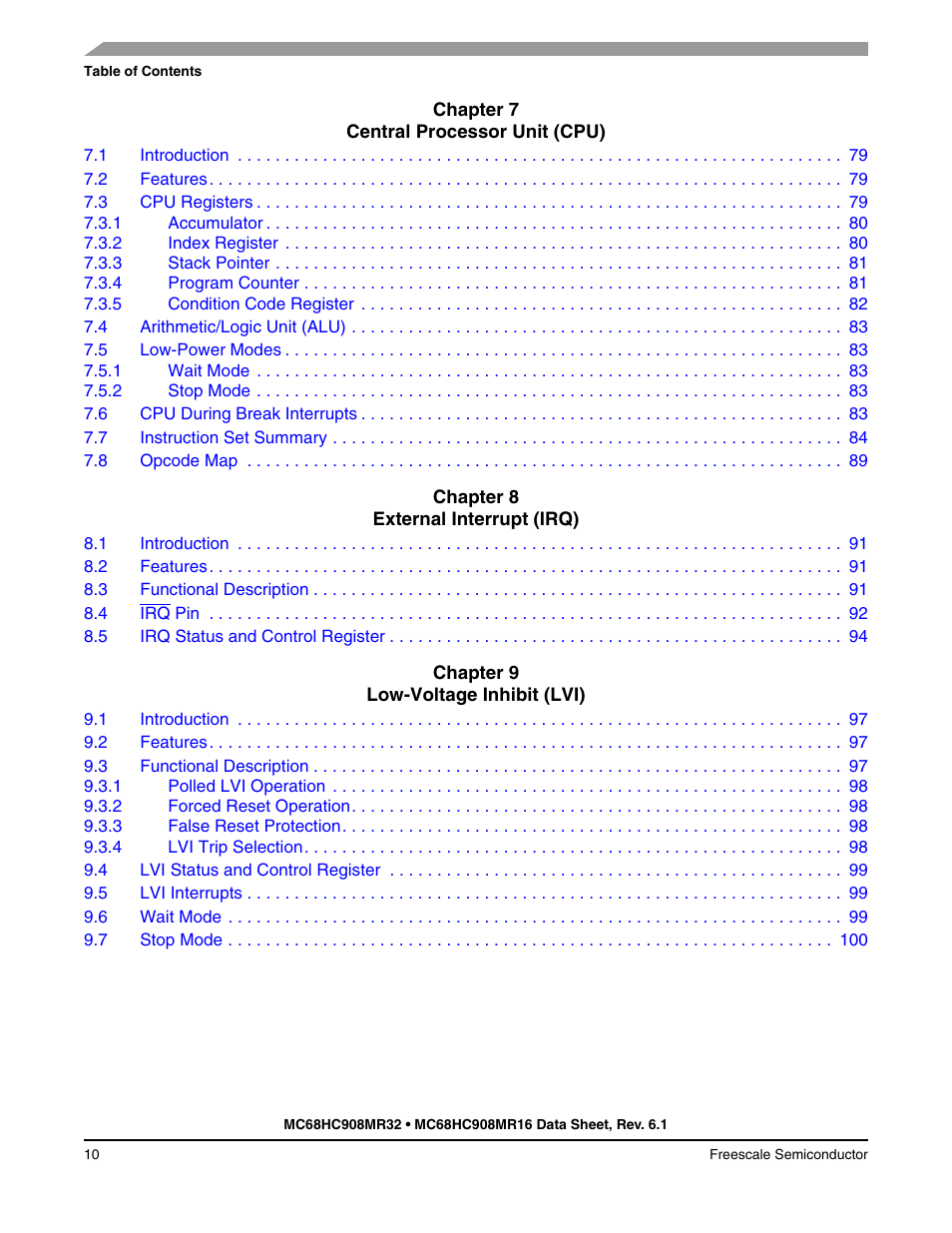 Freescale Semiconductor MC68HC908MR32 User Manual | Page 10 / 282