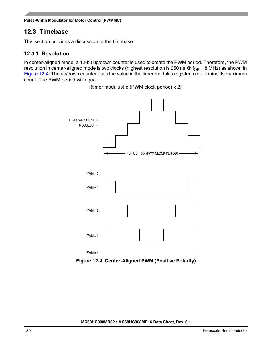 3 timebase, 1 resolution, Timebase | Resolution | Freescale Semiconductor MC68HC908MR32 User Manual | Page 120 / 282