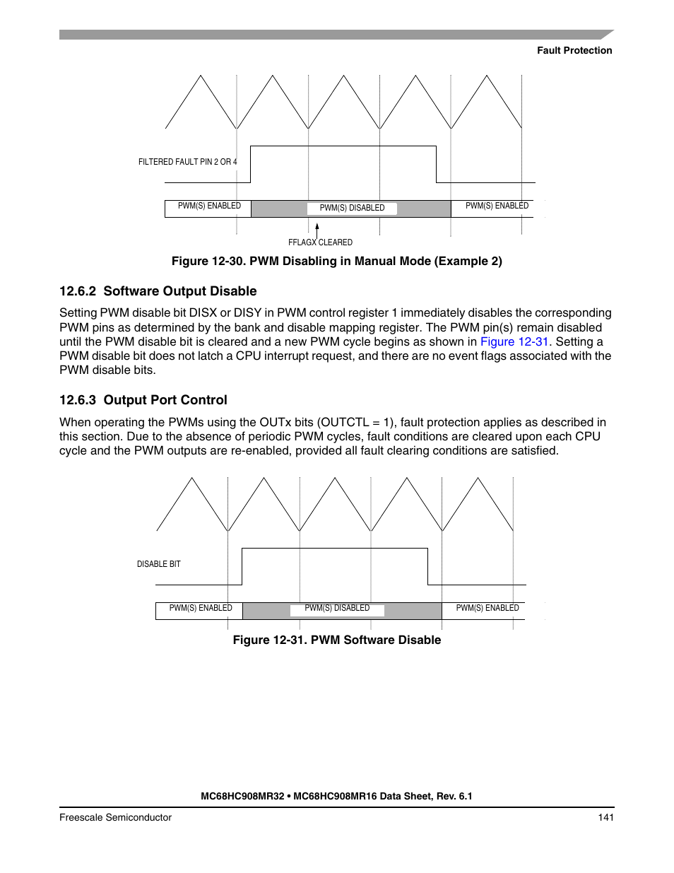 2 software output disable, 3 output port control, Software output disable | Output port control, Figure 12-30 | Freescale Semiconductor MC68HC908MR32 User Manual | Page 141 / 282