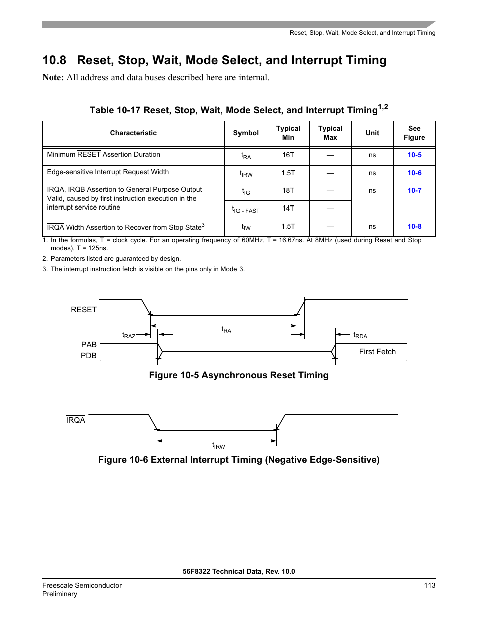 Table 10-17 | Freescale Semiconductor 56F8122 User Manual | Page 113 / 137