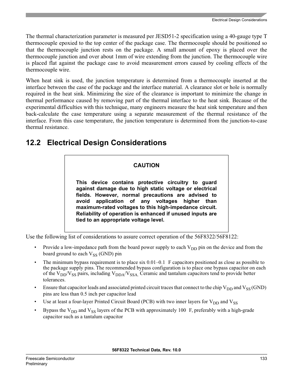 2 electrical design considerations | Freescale Semiconductor 56F8122 User Manual | Page 133 / 137