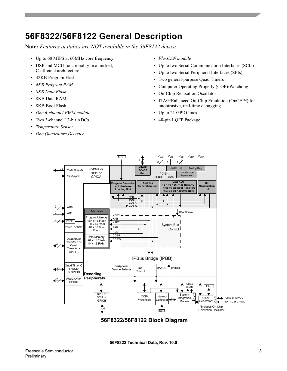 Ipbus bridge (ipbb) | Freescale Semiconductor 56F8122 User Manual | Page 3 / 137