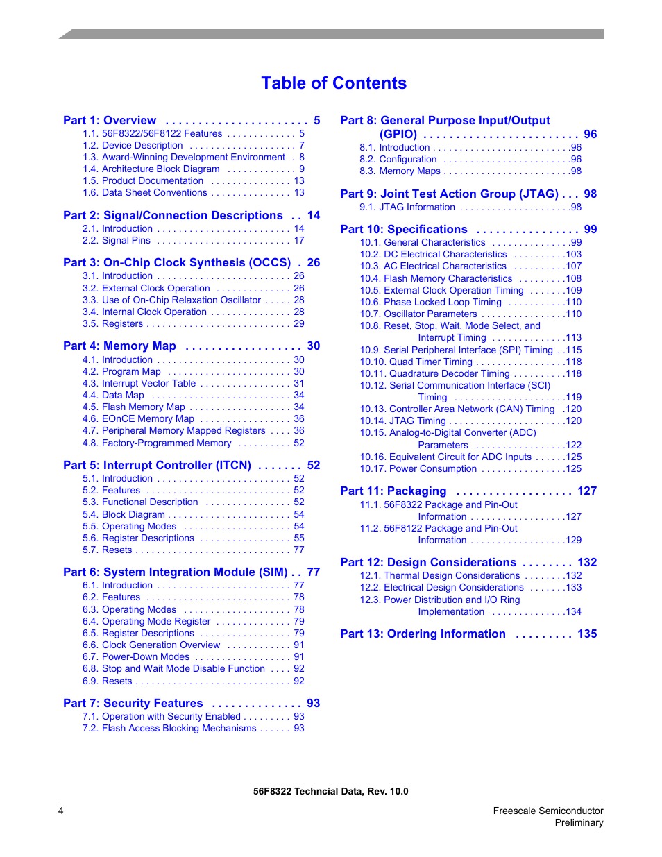 Freescale Semiconductor 56F8122 User Manual | Page 4 / 137