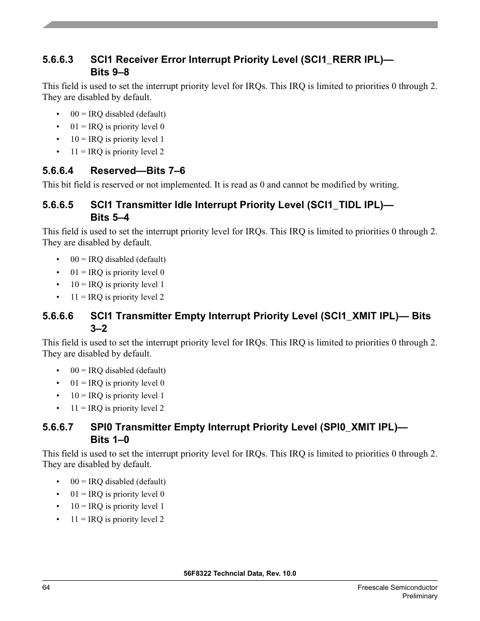 4 reserved—bits 7–6 | Freescale Semiconductor 56F8122 User Manual | Page 64 / 137