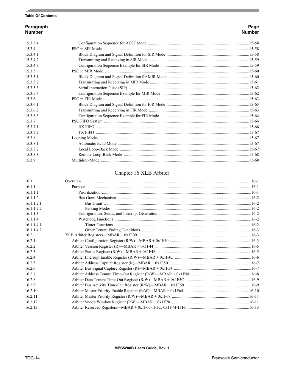 Chapter 16 xlb arbiter | Freescale Semiconductor MPC5200B User Manual | Page 15 / 762