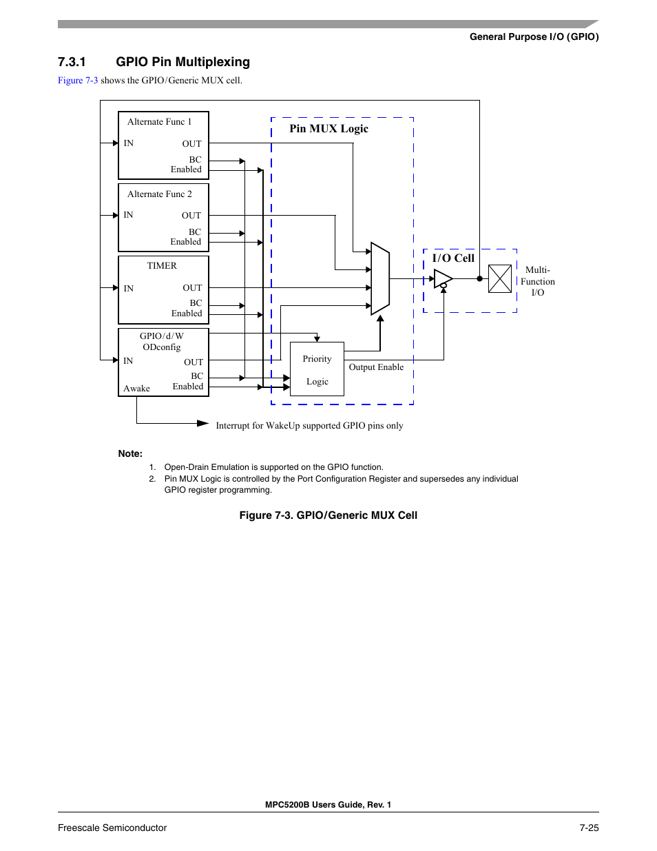 1 gpio pin multiplexing | Freescale Semiconductor MPC5200B User Manual | Page 184 / 762