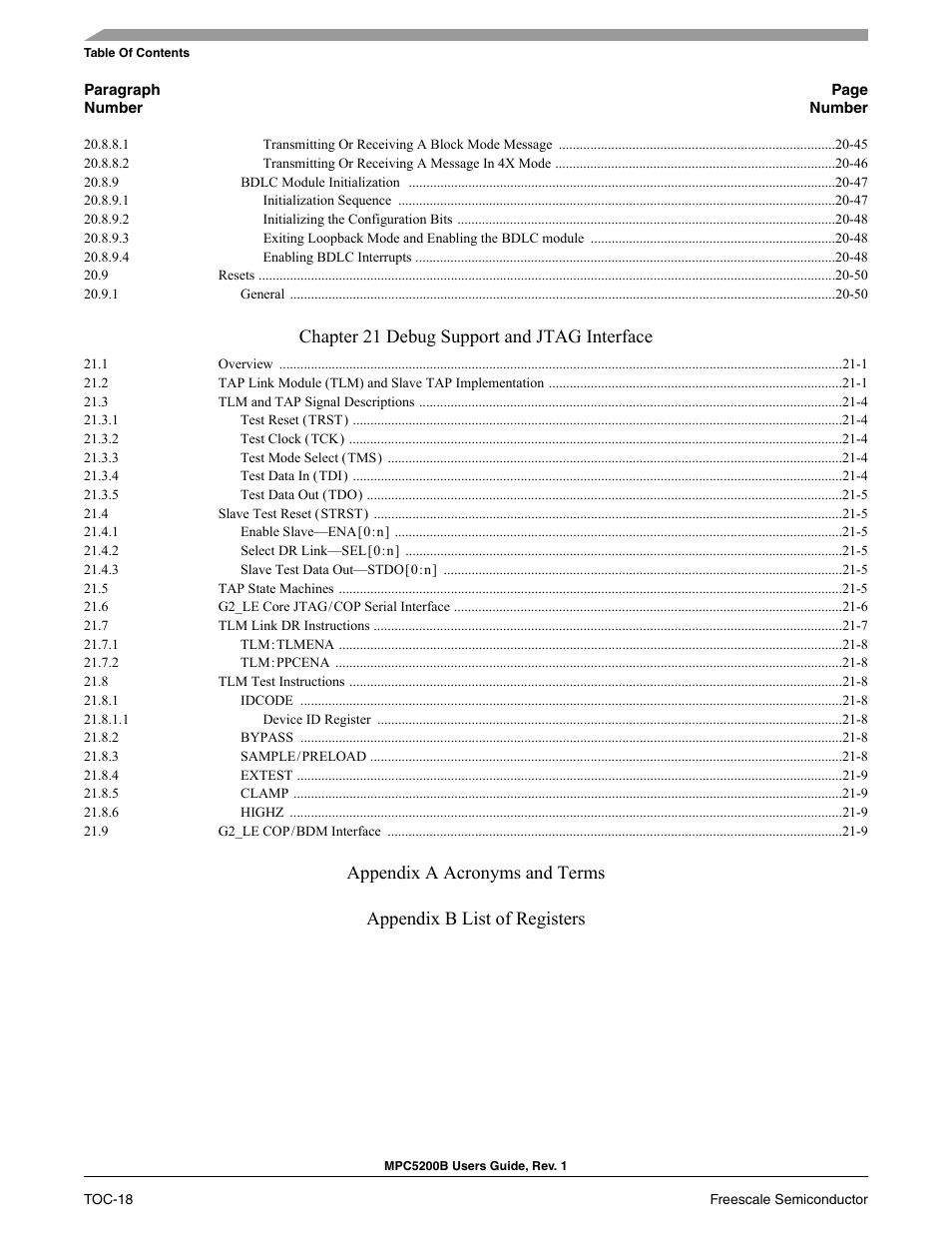 Chapter 21 debug support and jtag interface | Freescale Semiconductor MPC5200B User Manual | Page 19 / 762