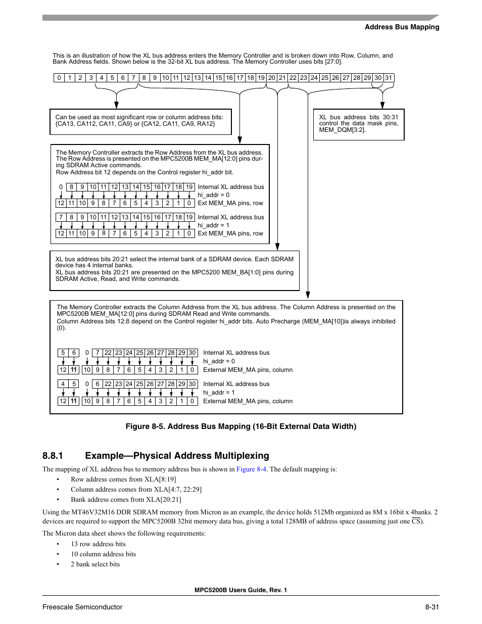 1 example-physical address multiplexing, 1 example—physical address multiplexing | Freescale Semiconductor MPC5200B User Manual | Page 264 / 762