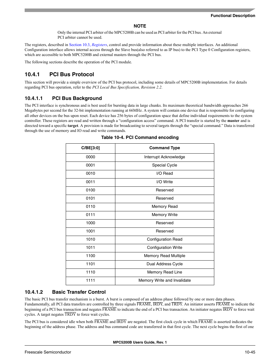 1 pci bus protocol, 1 pci bus background, 2 basic transfer control | Freescale Semiconductor MPC5200B User Manual | Page 342 / 762