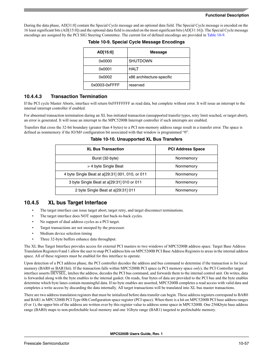 3 transaction termination, 5 xl bus target interface | Freescale Semiconductor MPC5200B User Manual | Page 354 / 762