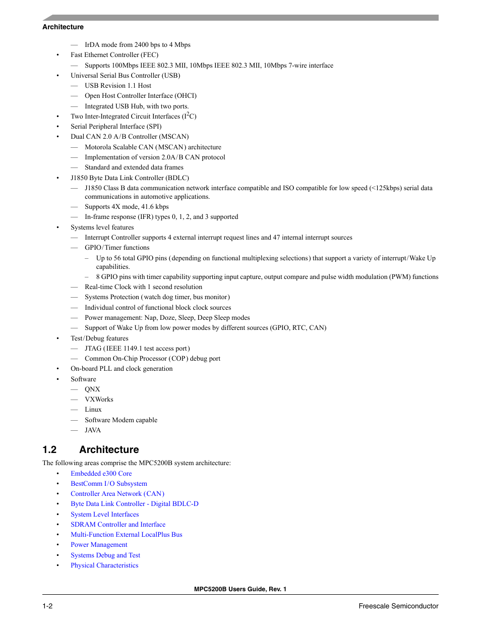 2 architecture, Architecture -2 | Freescale Semiconductor MPC5200B User Manual | Page 37 / 762