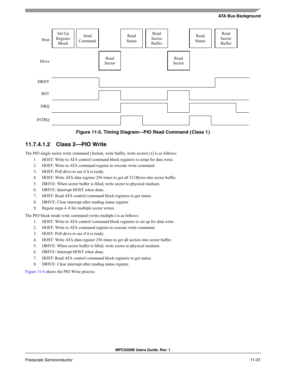 2 class 2-pio write, Figure 11-5, 2 class 2—pio write | Freescale Semiconductor MPC5200B User Manual | Page 396 / 762