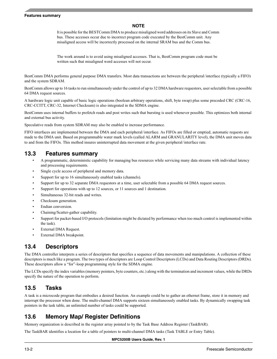 3 features summary, 4 descriptors, 5 tasks | 6 memory map/ register definitions | Freescale Semiconductor MPC5200B User Manual | Page 435 / 762